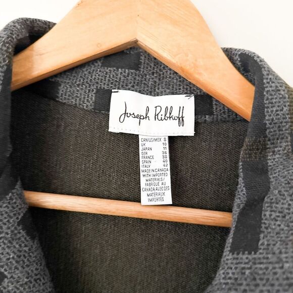 Joseph Ribkoff Layered Plaid Collar Jacket Mixed Media Size 8 Classic Modern - Picture 7 of 7